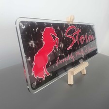 Black and pink personalised Horse Name Plaque, sign, nameplate pony name plate