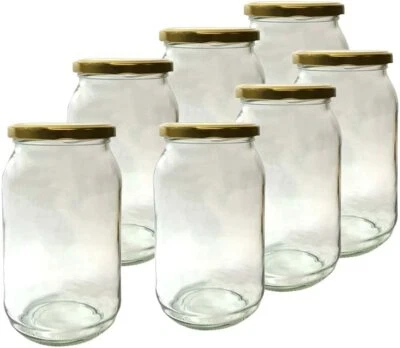 DIAH Glass 900ml Jars with Lid Jam Pickle Chutney Honey DIY & Storage
