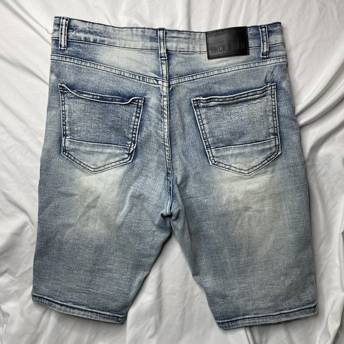 Encrypted Denim Shorts Ripped Distressed Zippers Men's Size 34 (Tag) - Picture 2 of 7
