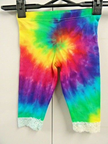 GIRLS 3/4 RAINBOW SWIRL TIE DYE DYED 