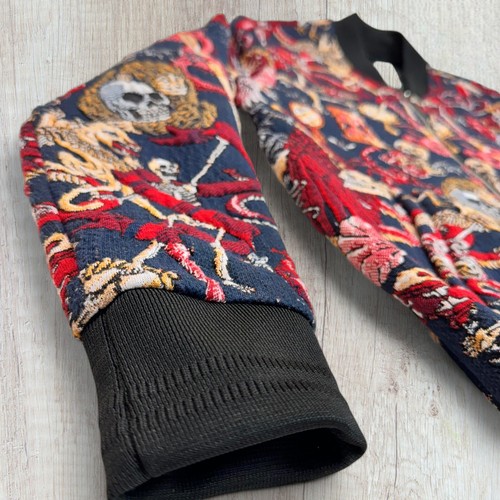 ZARA Man JACQUARD Bomber Jacket Skulls Mythical Fantasy Men's Size Small - Foto 7 di 13