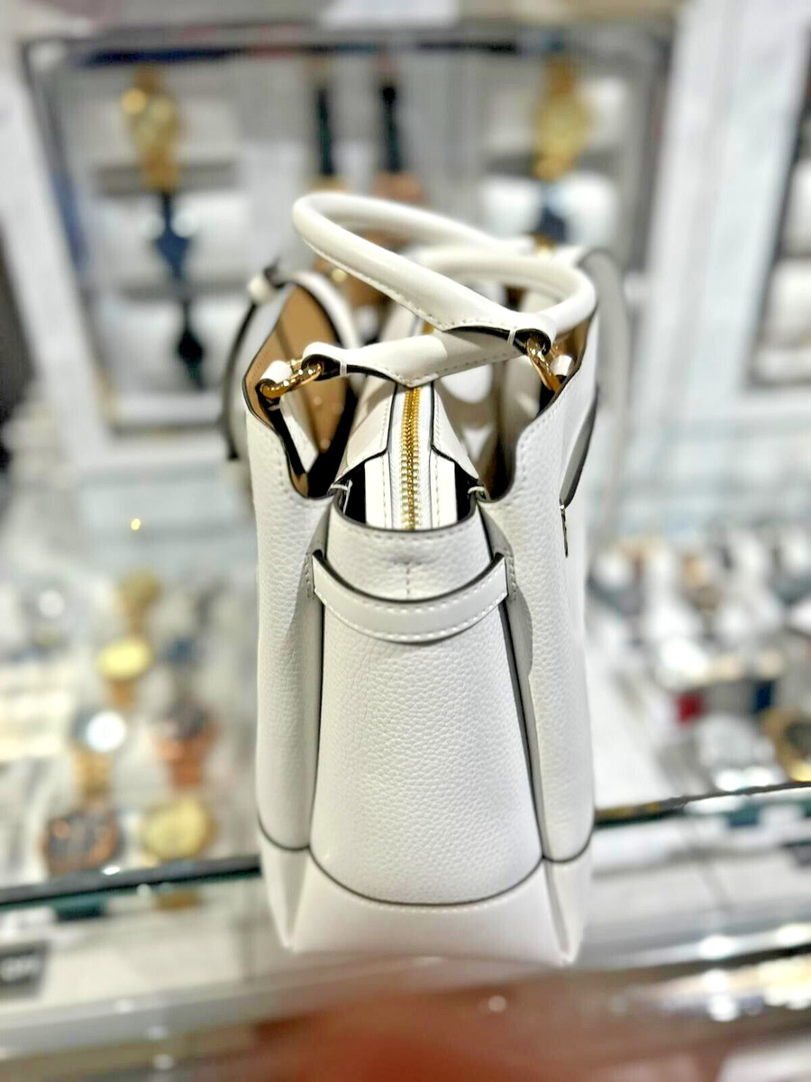 Michael Kors Reed Large Leather Belted Satchel Crossbody Handbag  