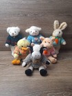 Vtg 1988 Chrisha Playful Plush Lot Of 6 - Cow, Pig, Rabbit, Sheep, Bear, Duck