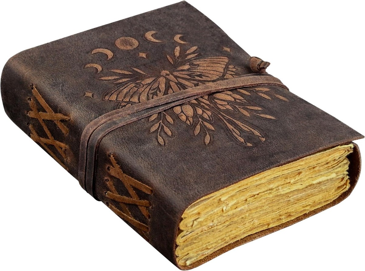 Camel Leather Gemstone Journal | Blocked Leaf Mandala | 7 Camel Leather Gemstone Journal | Blocked Leaf Mandala | 7