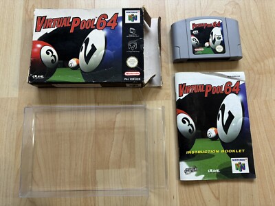 Virtual Pool 64 Nintendo 64 N64 komplett verpackt & komplett mit Box Protector - Pal