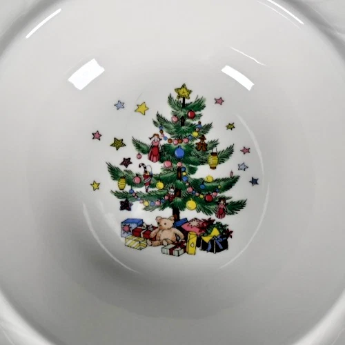 Felices Fiestas Navidad 10” x 11” Cuenco para servir verduras con asas de lengüeta Foto 2 de 4