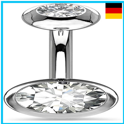Belly Button Piercing Navel Bars Titan 14G 16mm Stablänge CZ Kugeln