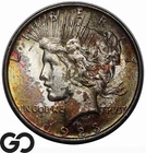 1923 Peace Dollar, Beautiful Toner, Choice BU++, Hard Series To Find W/ Color!