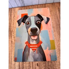 Gray Dog Metal Sign Cute Dog Lover Gift Decor Gift Idea Rescue Hound Dog NEW 