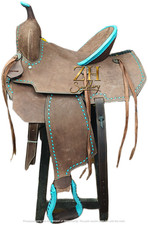Western Leather Horse Saddle Handmade Barrel Racing Tooled Trail Tack Equestrian