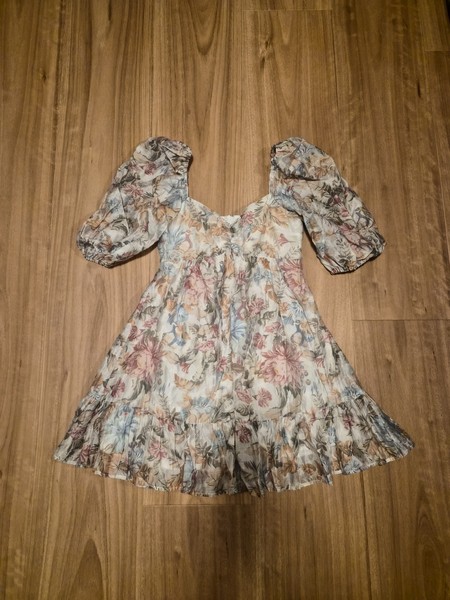 Sheike Floral Baby Doll Puff Sleeve Mini Dress - Size 8