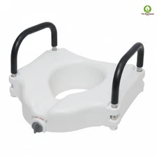 2-in-1 Locking Raised Toilet Seat Tool-Free Removable Arms