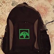 Black/Gray Backpack Zip Closure External Pockets Padded Straps Logo