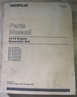 CAT CATERPILLAR 3412 GENERATOR SET ENGINE PARTS MANUAL BOOK S/N 81Z0001-81Z4999