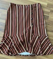Cato Women s Pull On Ruffle Midi Skirt Size X-Large Brown Pink Elastic Waist EUC