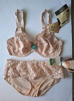 Vtg Bali Lace Desire Minimizer Underwire Bra Panty Set Size 36D Large Peach New