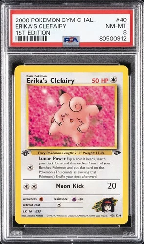 2000 POKEMON GYM CHALLENGE 1ST EDITION #40 ERIKA'S CLEFAIRY PSA 8