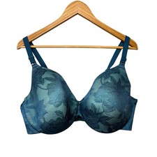 Cacique Womens Bra 40DDD Teal Floral Lightly Lined Full Coverage Underwire