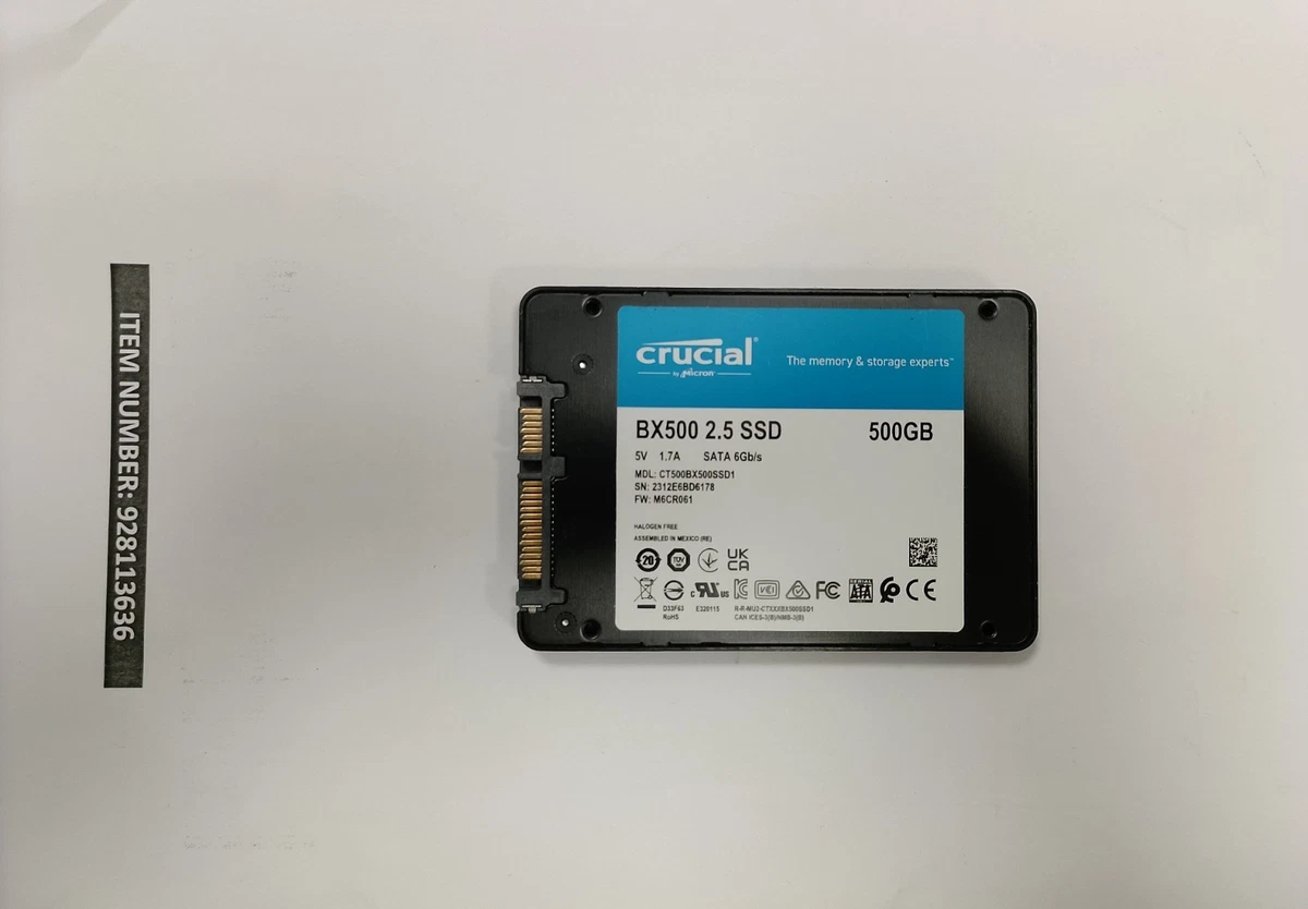 DISCO DURO CRUCIAL SSD 512GB SSD 2.5" SATA III BX500 HARD DISK CT500BX500SSD1