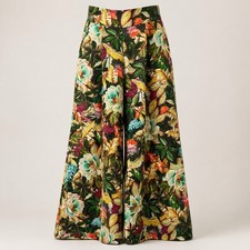 Farm Rio Floral Linen Pants Sz S Tropical Floral Wide Leg High Rise Boho NWT