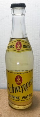 Vintage 1950's Schweppes Tonic Mixer Quinine Water Full Unopened Bottle 10 oz