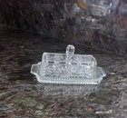 Vintage Federal Glass Crystal Clear Covered BUTTER DISH Windsor Pattern
