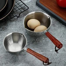 Edelstahl Topf Mini Milch Öl Suppe Kochtopf Holzgriff Küche Zubehör Klein