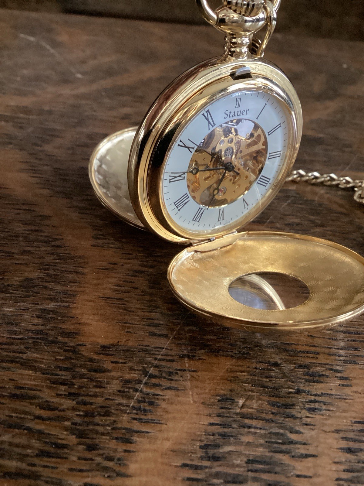 Stauer Mechanical Skeleton Pocket Watch Gold Tone… - image 5