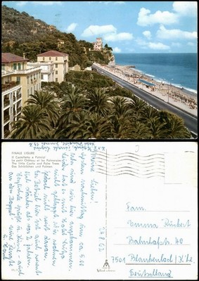 Cartoline Finale Ligure Il Castelletto e Palmizi 1962