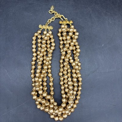 Vintage Carolee Triple 6 Strand Golden Chunky Necklace