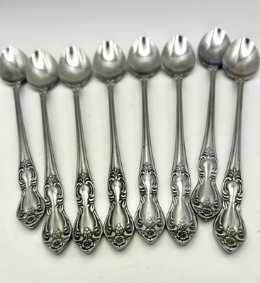 Easterling Valhalla Long Teaspoons 8  Vintage Japan Lot Of 8 Stainless Teaspoon