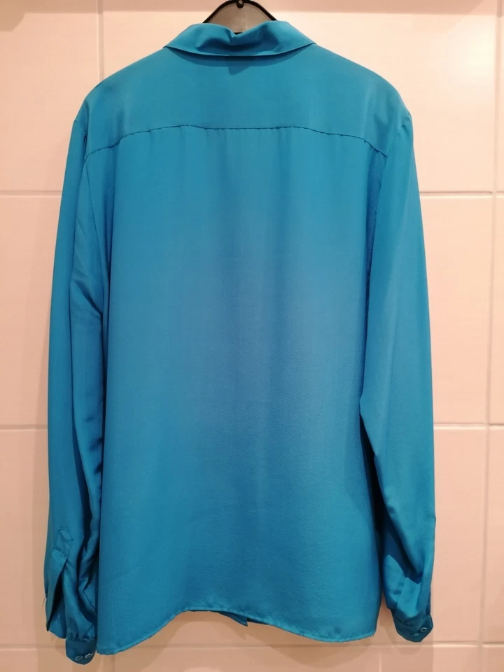 Damen Seiden Bluse Gr. 42 Hemdbluse 100 % Seide Blau - Bild 2 von 4