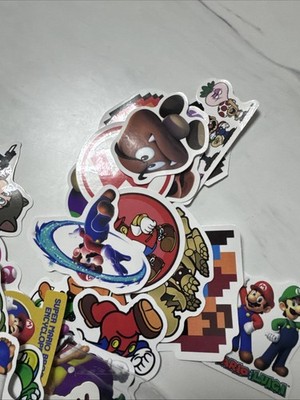 Mario Stickers Huge Lot + Spider Man Multi Verse Cup Cake Holder + Birthday Hang