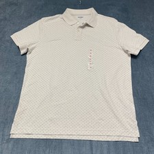 Old Navy Polo Shirt Mens XL White Polka Dots Cotton Classic Fit Golf Tennis