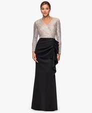Xscape Women's V-Neck Sequin Long Dress Size 8 MSRP $278