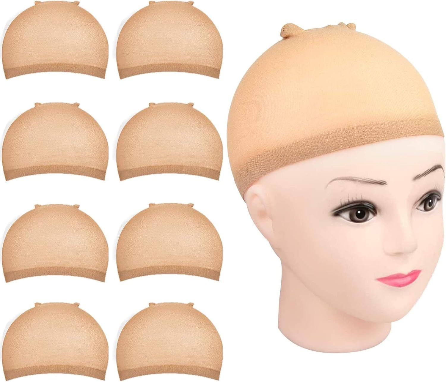 Wig Cap,  8Pcs Nude Wig Caps to Hold Wig in Place for Women Men, Stretchy & Brea