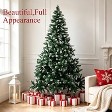 7FT Holiday Christmas Tree Artificial Snow Flocked w/Stand 1000 Branch Tips