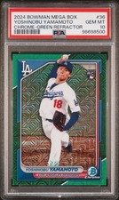 2024 BOWMAN CHROME YOSHINOBU YAMAMOTO RC GRN MOJO REFRACTOR #36  🫆 PSA 10🫆 /99