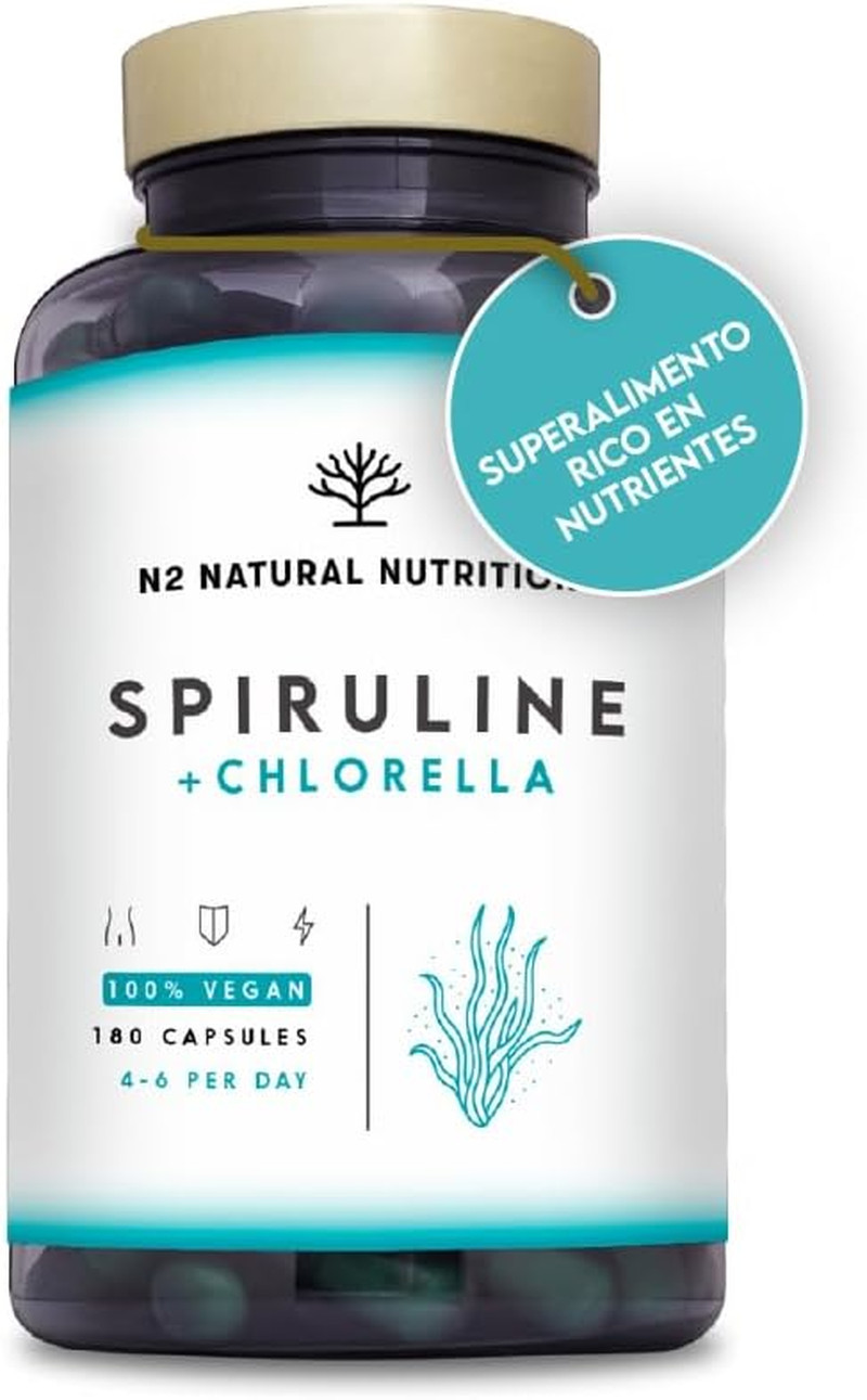 Spiruline et Chlorelle bio en gélules riches en fer végétal et protéines vegan x120