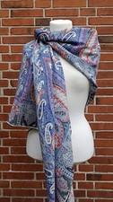 XL Tuch Schal Roeckl Paisley  Wolle Seide Blau