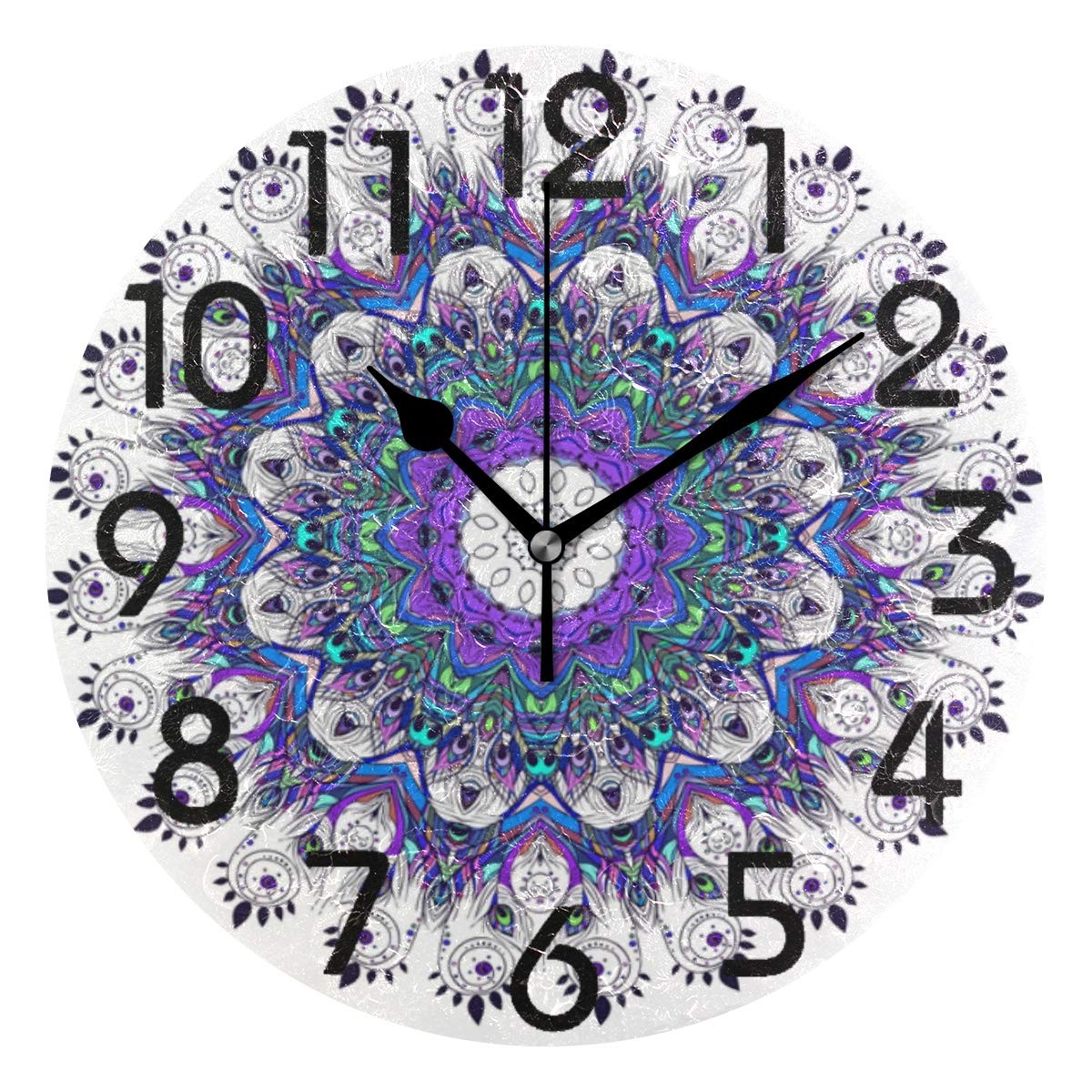 9.5 Ornament Mandala Print Wall Clock, Battery Operated, Qua