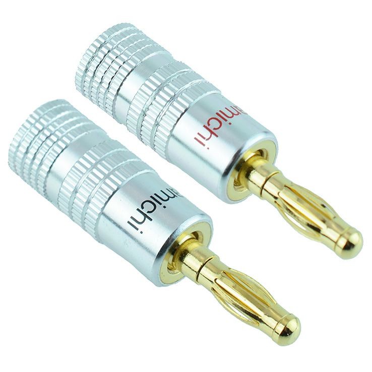 PAIR Red + Black 4mm Gold Banana Test Plug Connector