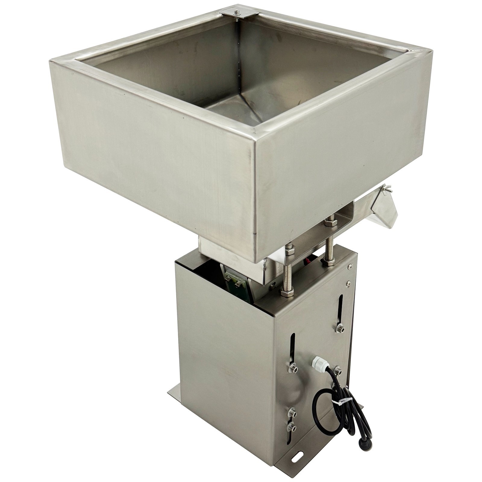 110V Auto Vibrating Feeder w/Square Silo Stainless Steel Vibratory Bowl Feeder