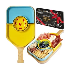Pickleball Paddle Snack Tray Set, Ceramic Serving Plate with Charcuterie Cutt...