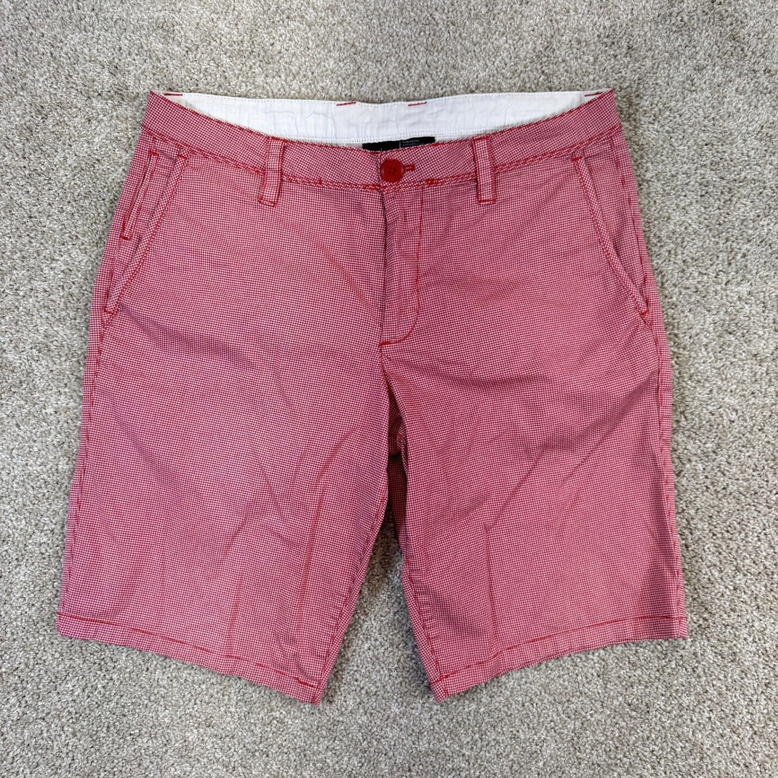 Armani Exchange Chino Shorts Mens 34 Red Micro Gingham Textured
Opens in a new window or tab