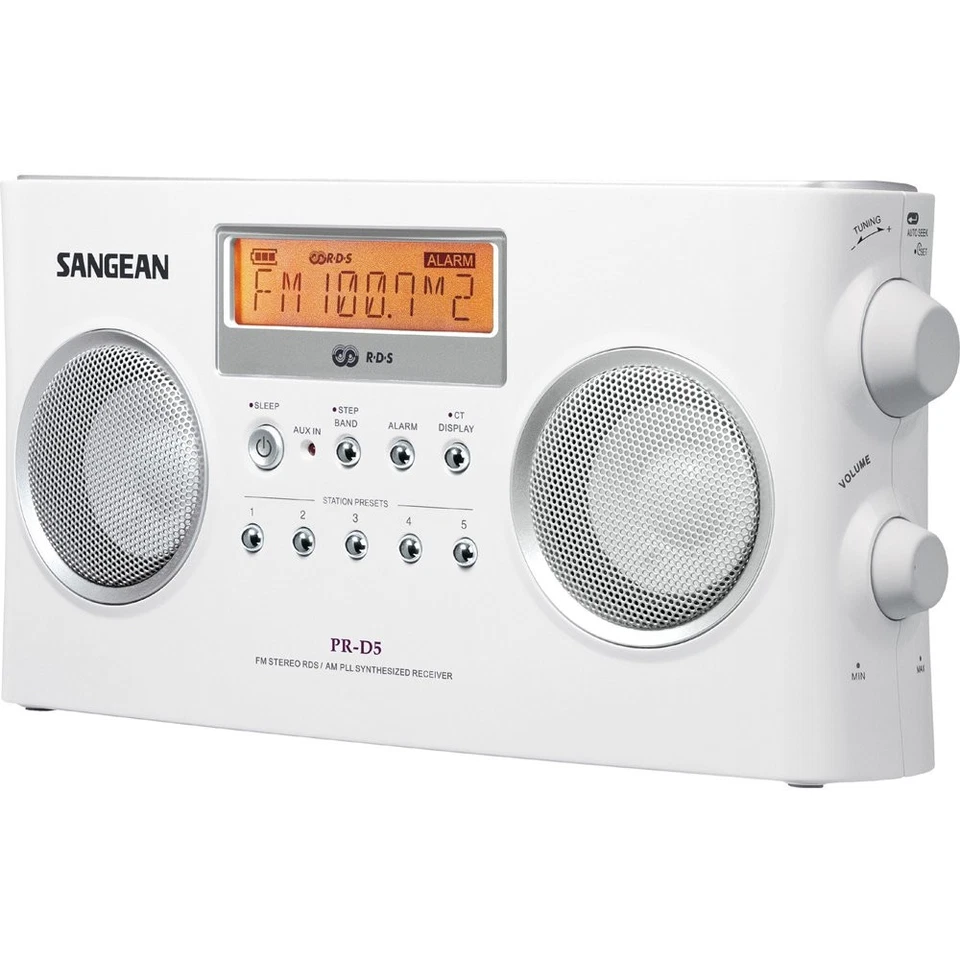Sangean PR-D5 Portable Radio with Digital Tuning and RDS (White) - Image 3 of 4