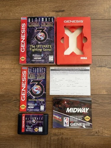 Ultimate Mortal Kombat 3 Sega Genesis Complete CIB Tested W/ Reg Card Poster
