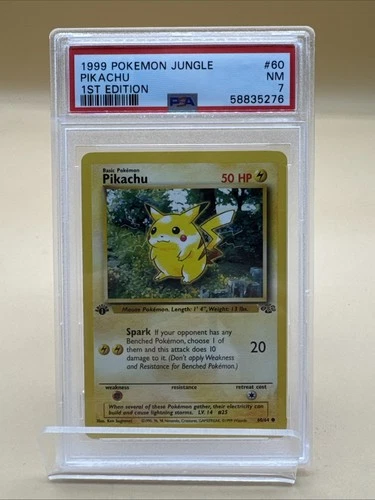 1999 Pokemon Jungle 1st Edition Pikachu #60/64 PSA 7 NM WOTC Red Cheeks