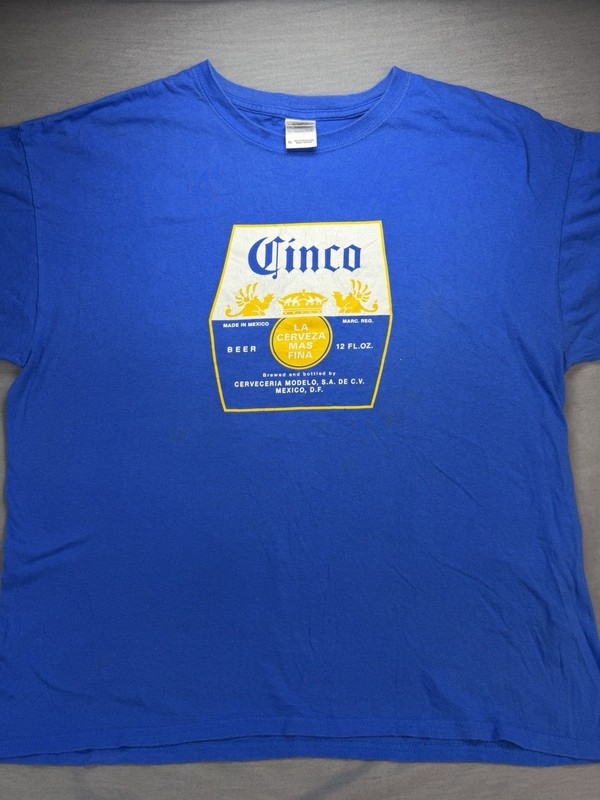 Corona Beer Cinco T Shirt Blue Size XL. Excellent Condition. Cerveza Drinking