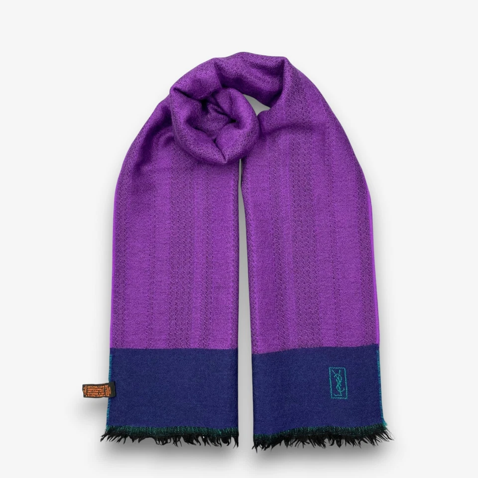 Yves Saint Laurent Bufanda de Lana Vintage Clásica YSL Invierno Prendas para el Cuello Bufandas 15x60 Foto 2 de 4